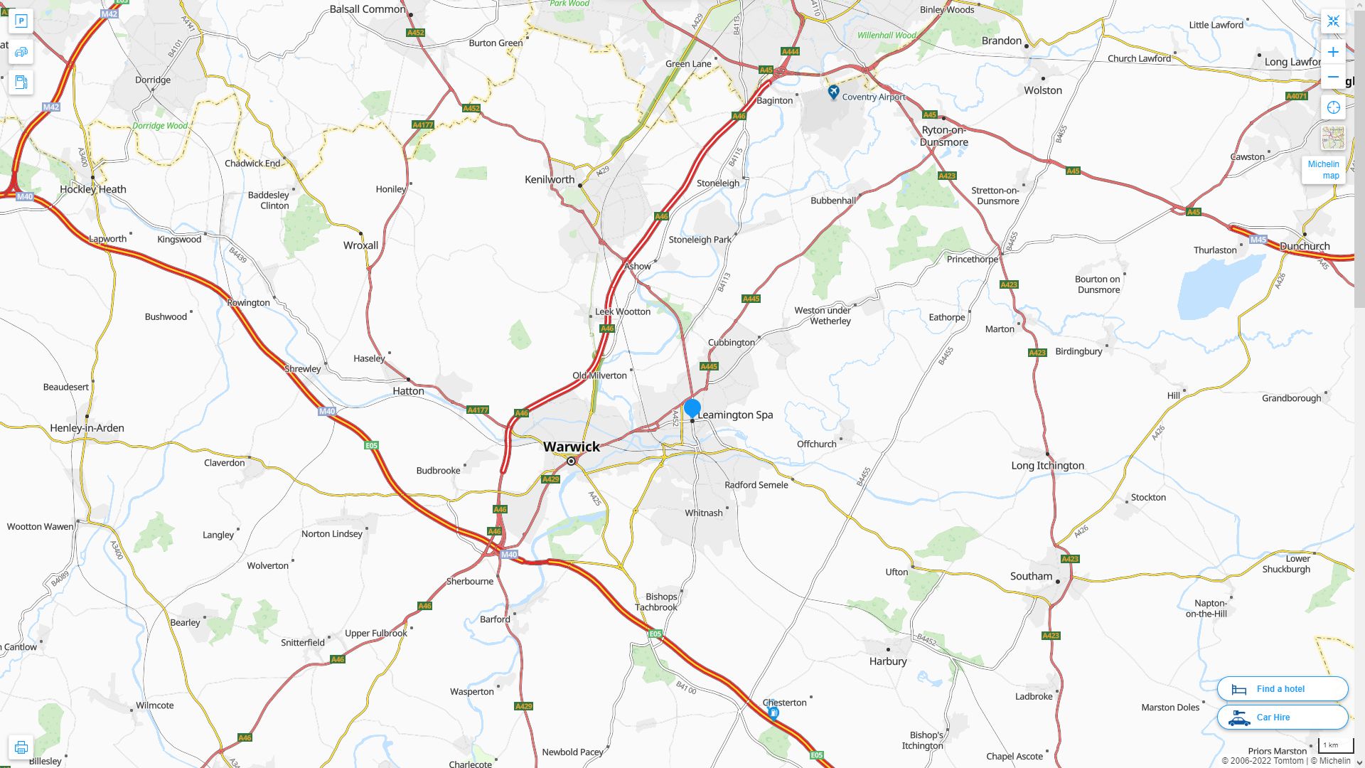 Royal Leamington Spa Royaume Uni Autoroute et carte routiere